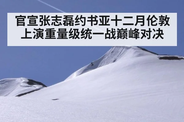 官宣张志磊约书亚十二月伦敦上演重量级统一战巅峰对决